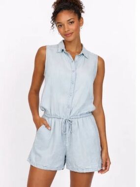 Prana Light Blue Sleeveless Denim Romper Size M
